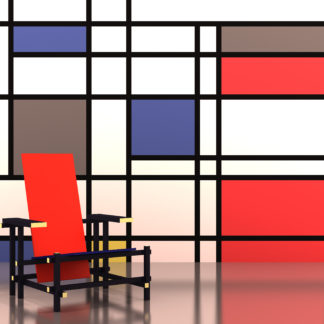 rietveldstoel-black red and blue chair