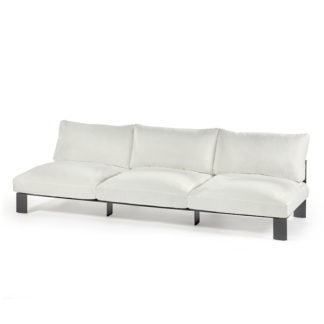 Sofa by Bea Mombaerssofa Bea Mombaers - 3-zit - outdoor stof kleur wit - structuur gepoedercoat aluminium kleur zwart