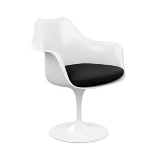 Tulip Chairtulip chair - armstoel - draaibaar - zitschaal en basis wit - bekleding in stof tonus 128 zwart