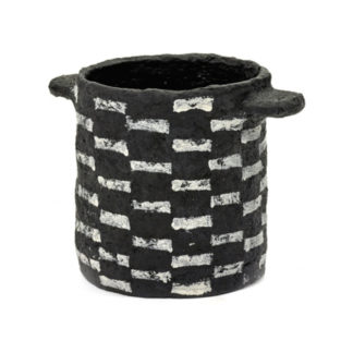 EarthEarth, Pot marie papier maché, zwart met horizontale strepen