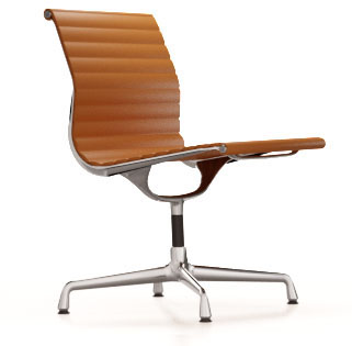 Aluminium Chair EA 105Aluminium Chair EA 105, chroom, cognac, niet draaibaar