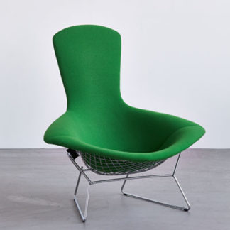 Bertoia High BackBertoia fauteuil, onderstel gepolijst chroom, bekleding 123 tonus (cat. C) kleur groenLEVERTIJD: 10 weken
