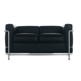 LC2LC2 - 2-seater - polyester padded cushions - chrome frame - black lcx leatherLEVERTIJD: 10 weken